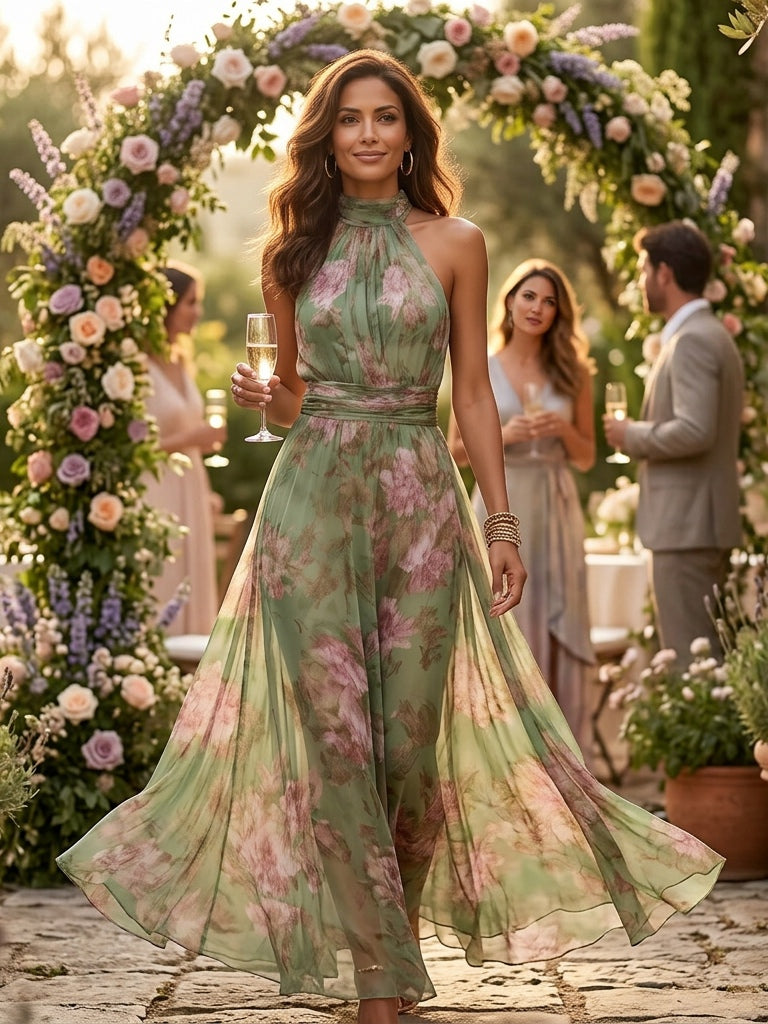 Adèle™ Floral Halter Maxi Dress