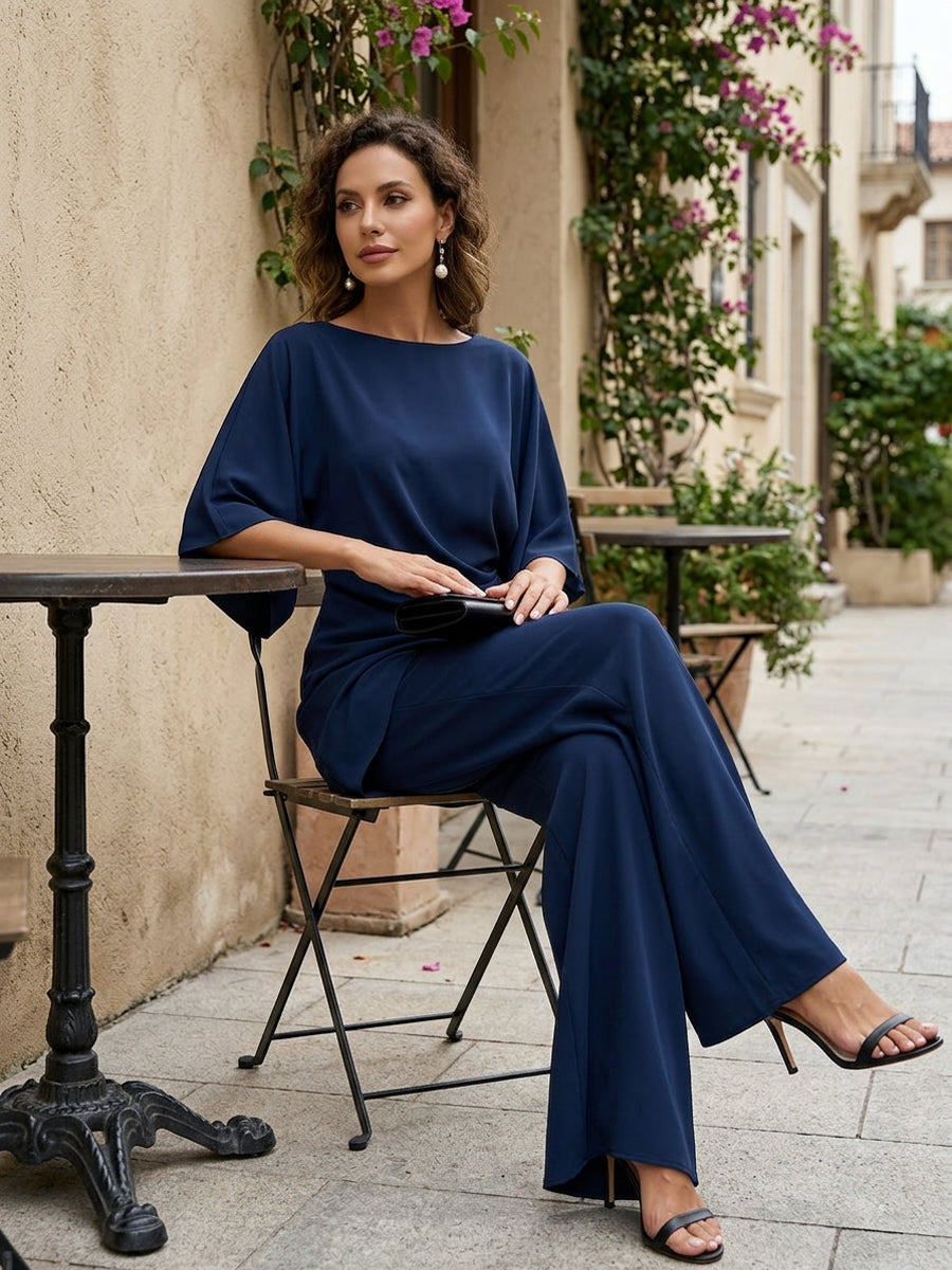 Genevieve™ Cape-Sleeve Draped Waist Two-Piece