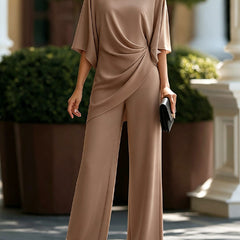 Genevieve™ Cape-Sleeve Draped Waist Two-Piece