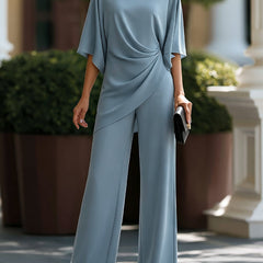 Genevieve™ Cape-Sleeve Draped Waist Two-Piece