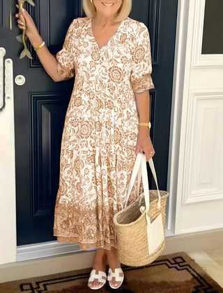 Remington | Graceful Floral V-Neck Dress