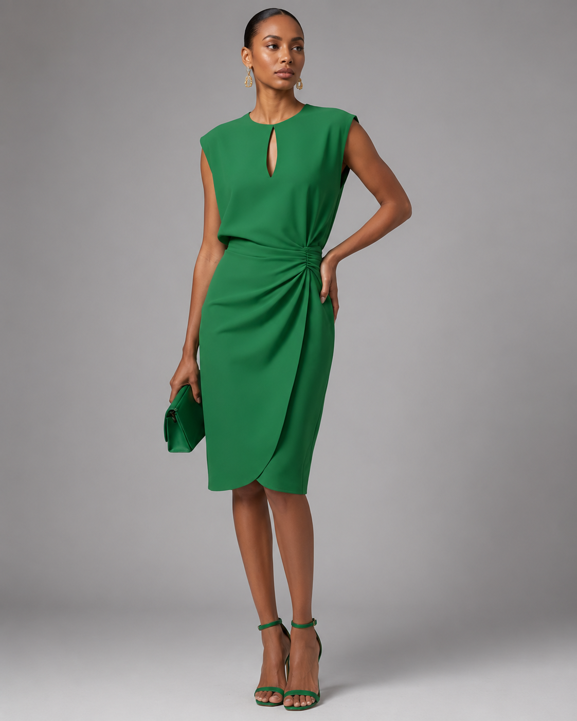 Rochelle™ Tummy-Concealing Draped Midi Dress