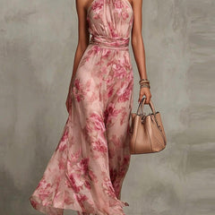 Adèle™ Floral Halter Maxi Dress
