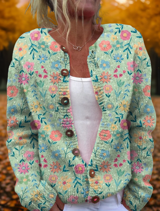 Amy™ - Floral Design Cardigan