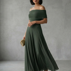 June™ Off Shoulder Draped Midi Dress
