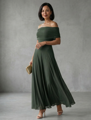 June™ Off Shoulder Draped Midi Dress