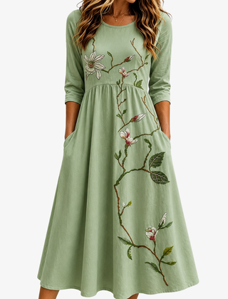 Aveline | Botanical Pocket Midi Dress