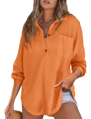 Nova™ Casual Lightweight Button V Neck Tunic Blouse