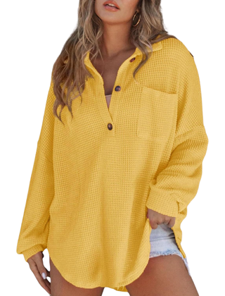 Nova™ Casual Lightweight Button V Neck Tunic Blouse