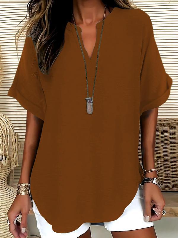 Atasia™ Soft-Touch Notched-Neck Blouse
