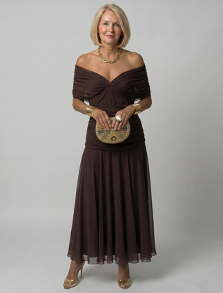Faye | Off-Shoulder Flow Midi Dress