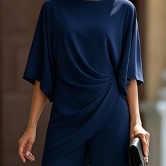 Genevieve™ Cape-Sleeve Draped Waist Two-Piece