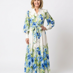 Harper™ Long Sleeve Floral Button Front Maxi Dress