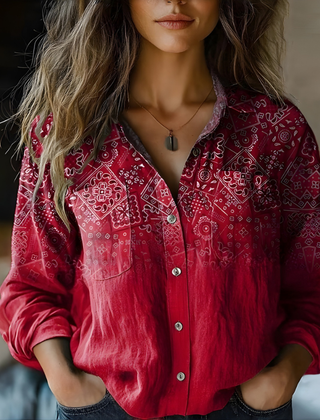 Natalie™ Printed Vintage Blouse