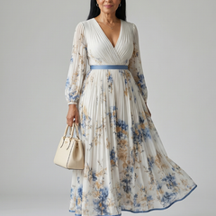 Beatrice | Pleated Wrap Midi Dress