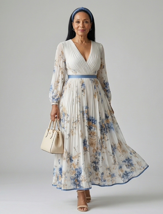Beatrice | Pleated Wrap Midi Dress
