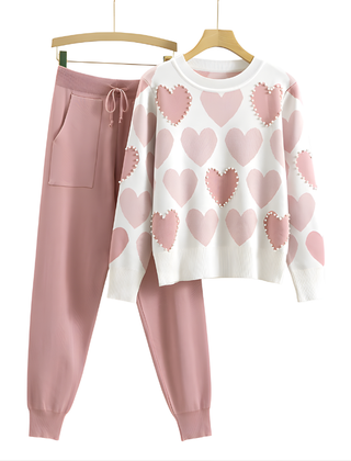 Avery™ Chic Heart Pattern Knit Two-Piece Set
