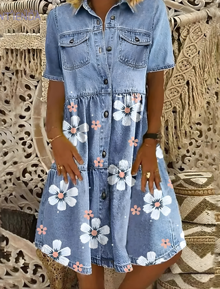 Maribel™ Denim Flower Dress
