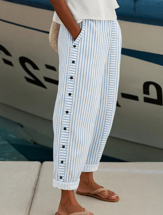 Megan™ Seabreeze Stripe Button Trousers