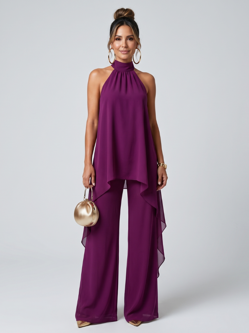 Zareen™ Asymmetric Tunic Top Wide Leg Pants Set