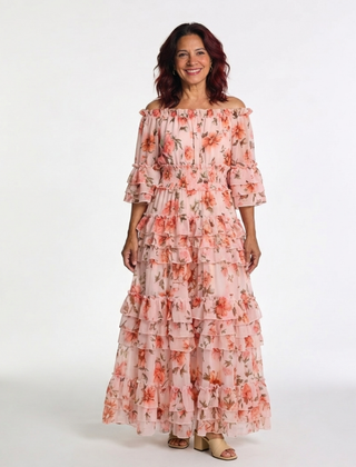 Rosalie™ Off Shoulder Floral Ruffle Tiered Maxi Dress