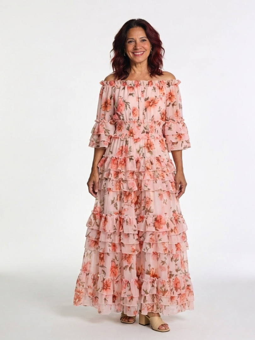 Rosalie™ Off Shoulder Floral Ruffle Tiered Maxi Dress