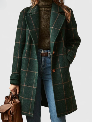 Kora™ Long Tweed Plaid Coat