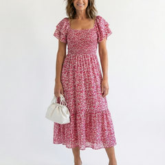 Odette™ Off Shoulder Floral Smocked Midi Dress
