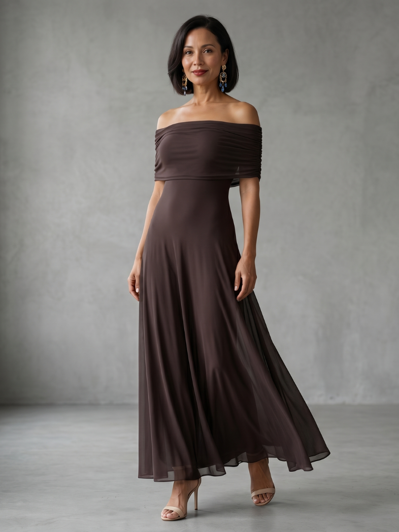 June™ Off Shoulder Draped Midi Dress