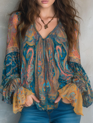 Selah™ Boho Paisley Chiffon Blouse