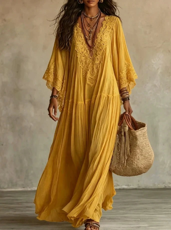 Indara™ Long V-Neck Dress