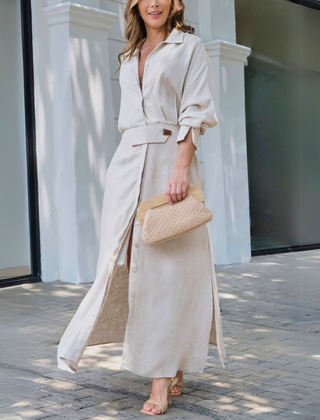 Jeanette™ Elegant Maxi Dress with V-Neck