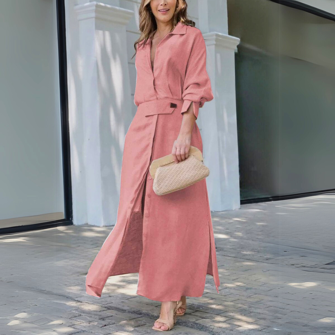 Jeanette™ Elegant Maxi Dress with V-Neck