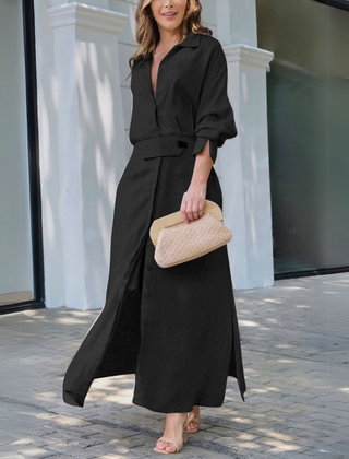 Jeanette™ Elegant Maxi Dress with V-Neck