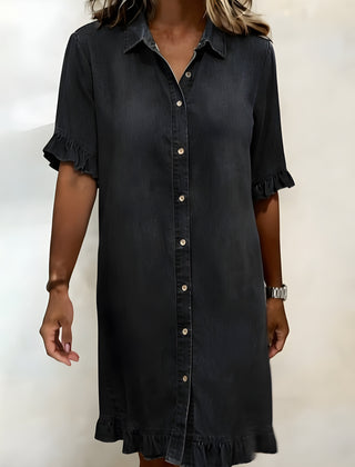 Katie | Effortlessly Flattering Ruched Denim Dress