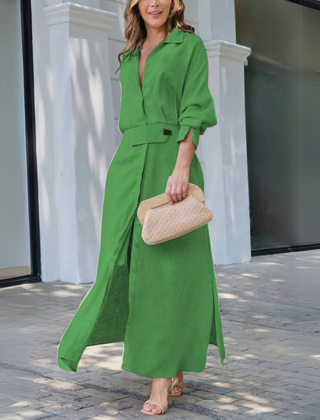 Jeanette™ Elegant Maxi Dress with V-Neck