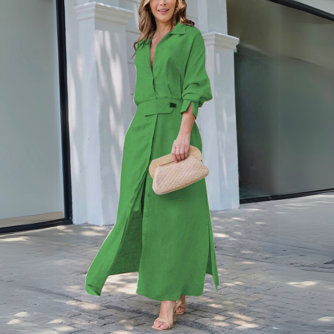Jeanette™ Elegant Maxi Dress with V-Neck