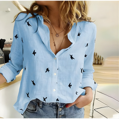 Leah™ Cotton Long Sleeve Blouse