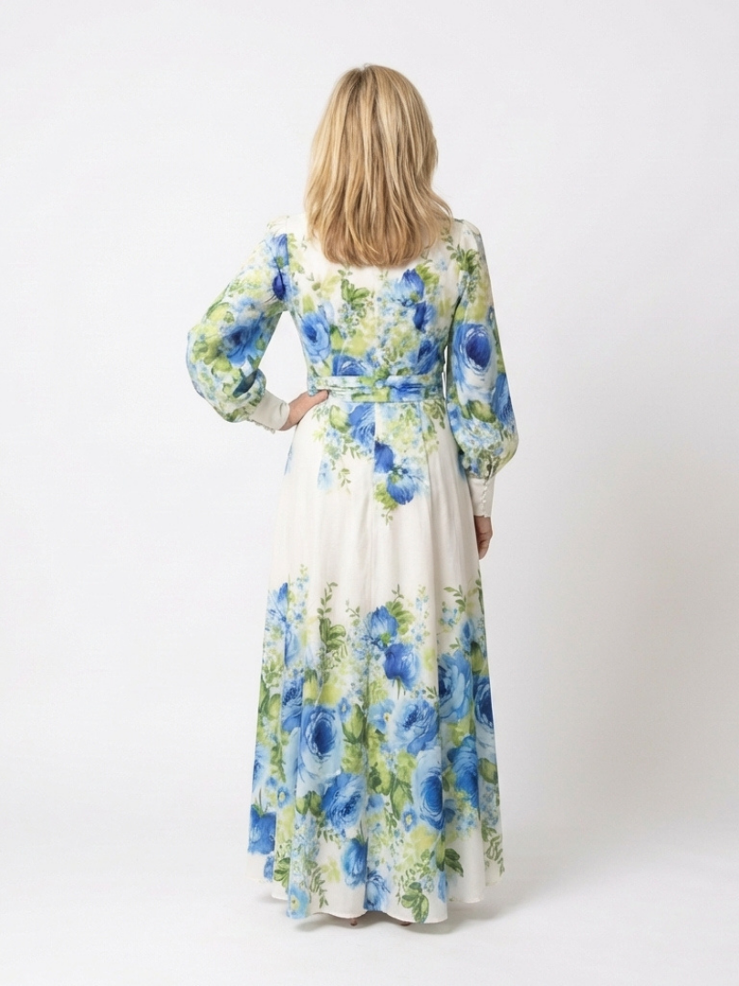 Harper™ Long Sleeve Floral Button Front Maxi Dress