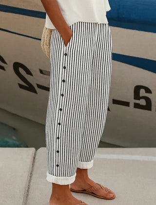Megan™ Seabreeze Stripe Button Trousers