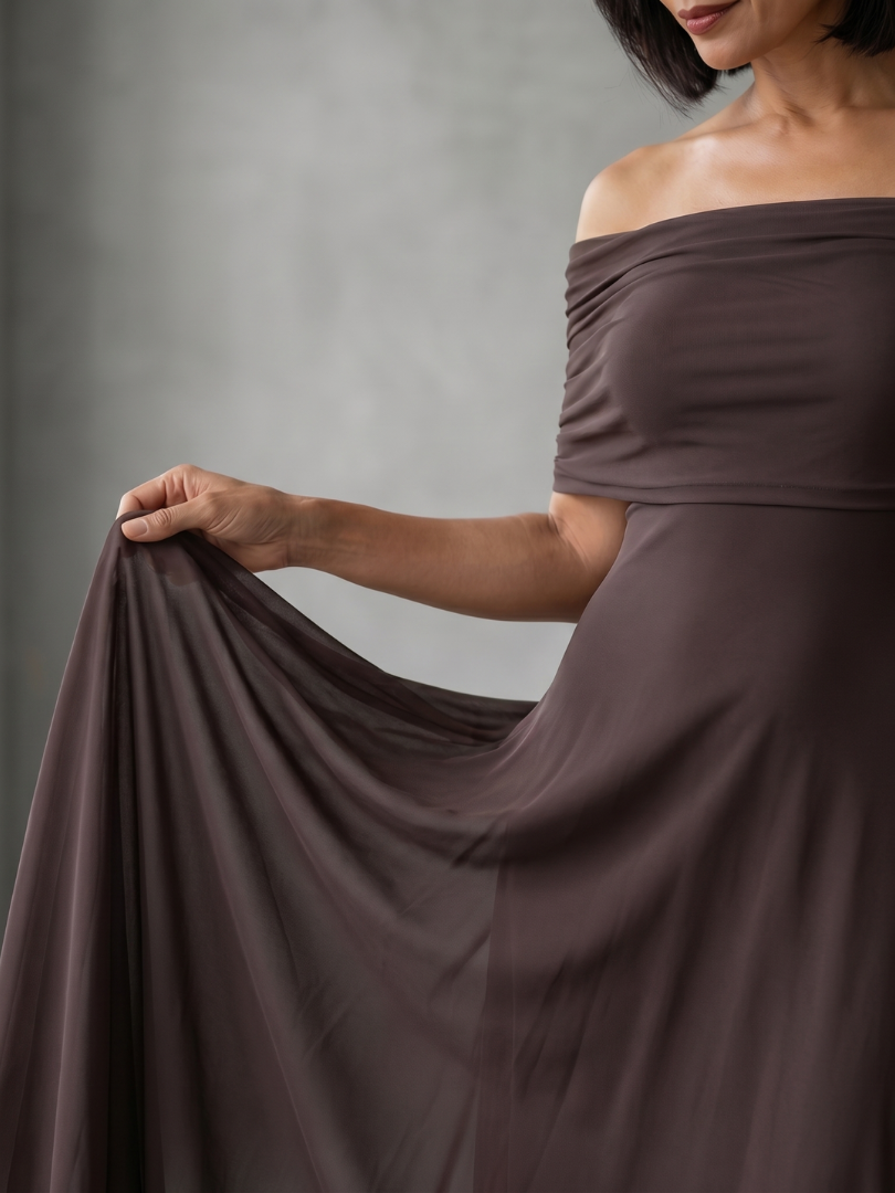 June™ Off Shoulder Draped Midi Dress