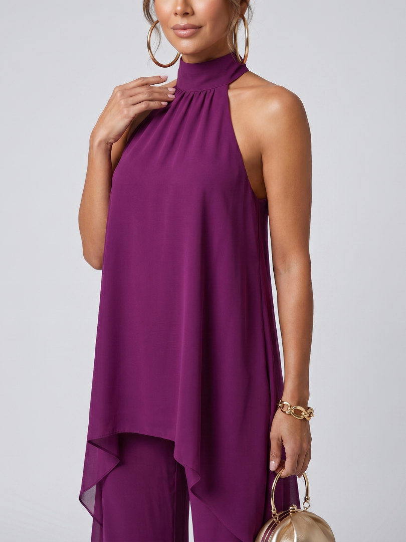 Zareen™ Asymmetric Tunic Top Wide Leg Pants Set