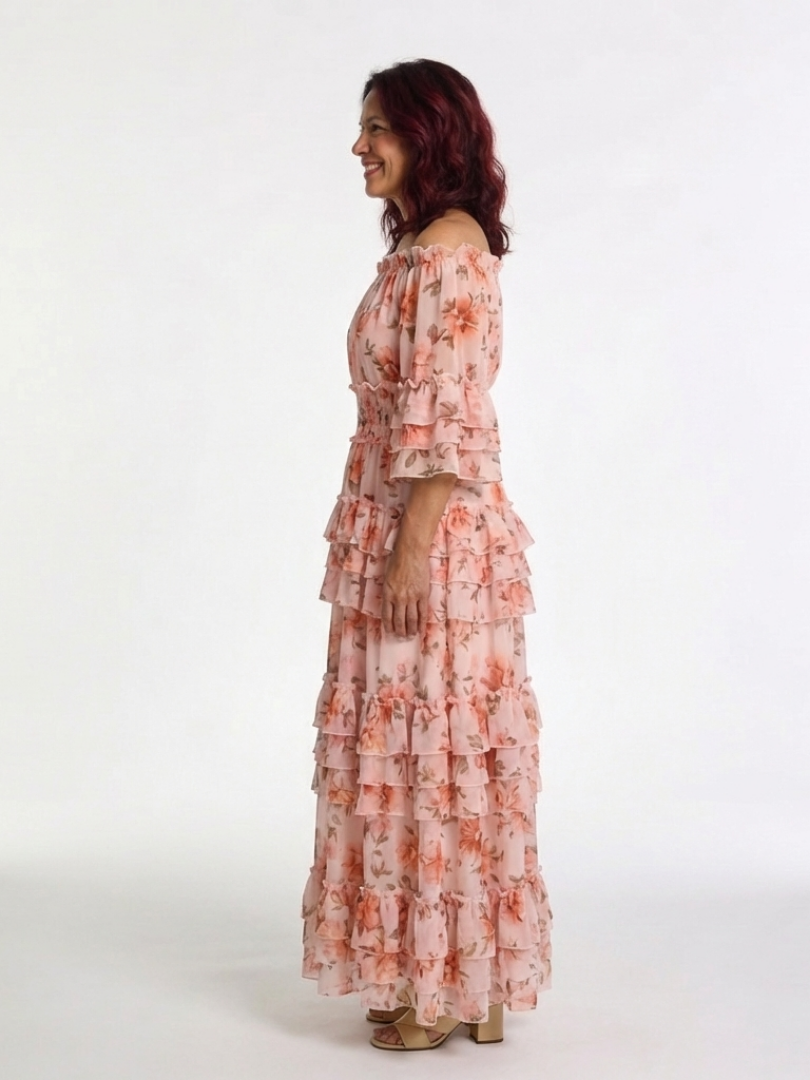 Rosalie™ Off Shoulder Floral Ruffle Tiered Maxi Dress