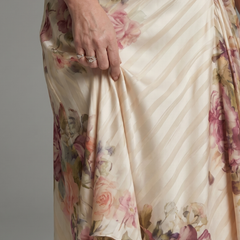 Katarina™ Flutter Sleeve Wrap Floral Stripe Print Midi Dress
