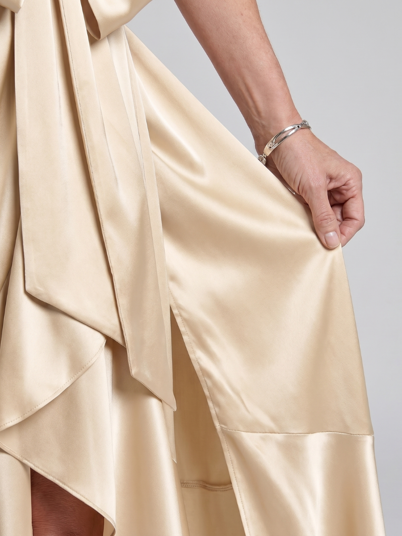 Honora™ Halter Neck Wrap Asymmetric Hem Midi Dress