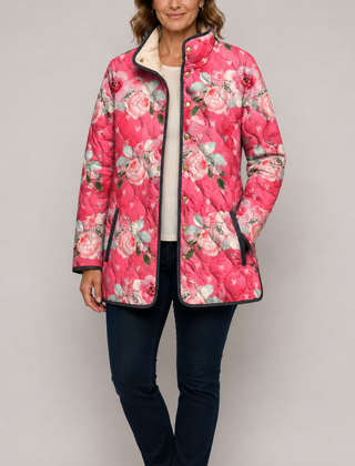 ASTRID™ | Charming Quilted Jacket with Pink Floral Print