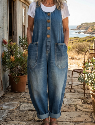 Lettie™ Vintage Washed Denim Dungaree