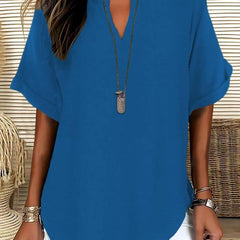 Atasia™ Soft-Touch Notched-Neck Blouse