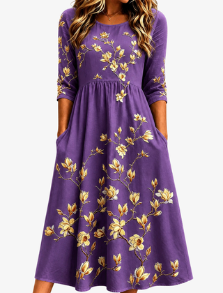 Amara | Floral Pocket Midi Dress