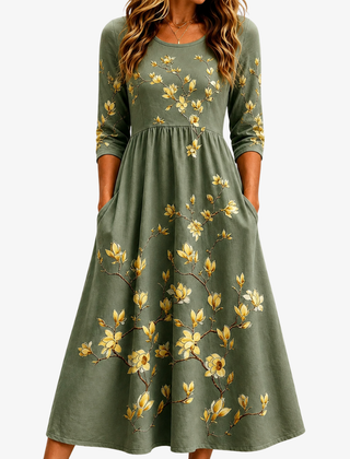 Sage | Blossom Pocket Midi Dress